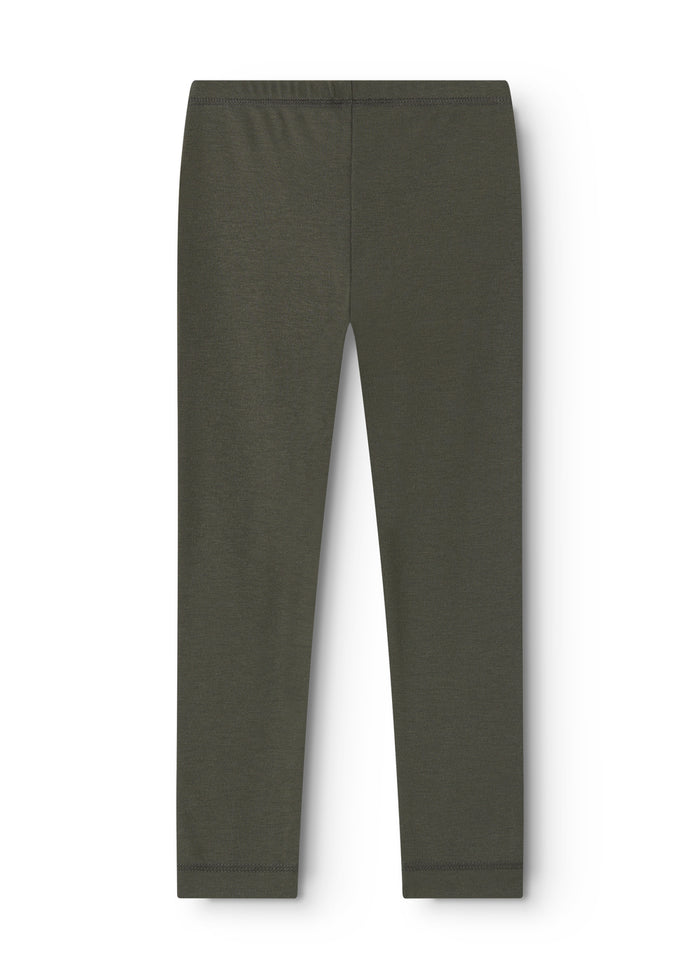 Mørkegrønne leggings til børn, lange ben, lige pasform