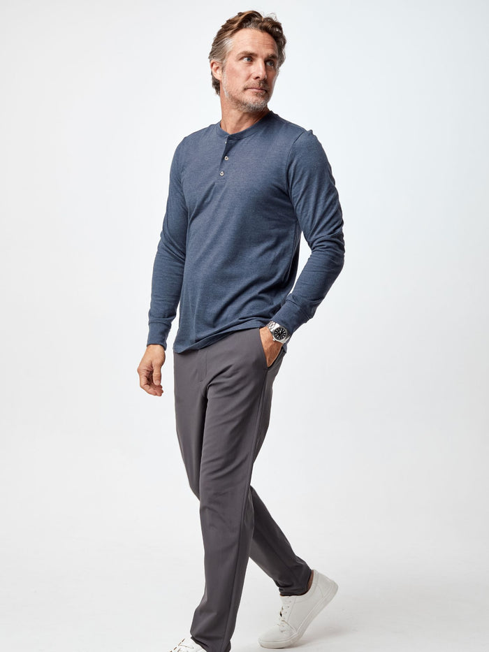 classic henley style with 3-button neckline # Navy Henley Long Sleeve | Fresh Clean Threads