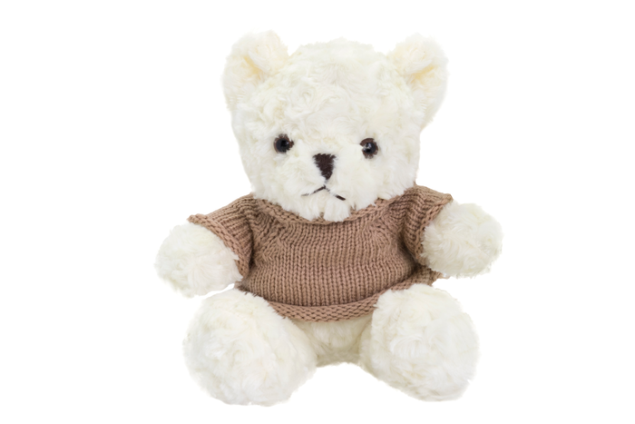 BEAR WITH BROWN SWEATER - White