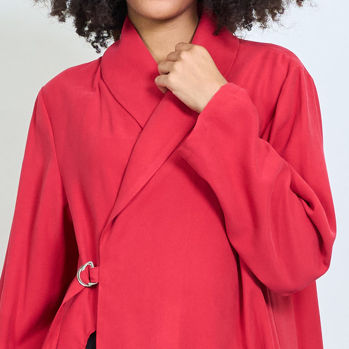 Belted wrap front longline coat wholesale