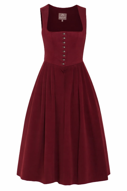 Berwin "Amalie" Dirndl in Dark Red — 70 cm (No Apron)