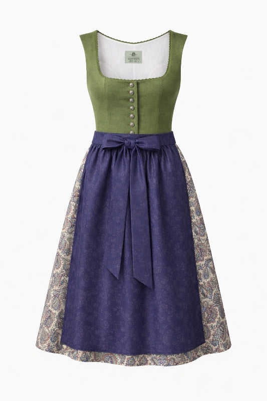 Berwin Long Dirndl 2pcs. 75cm 'Astrid' olive