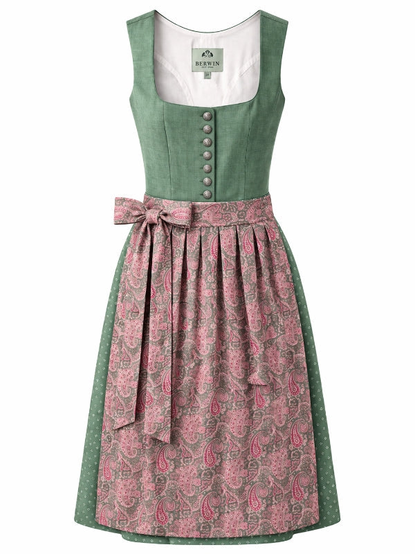 Berwin Long Dirndl 2pcs. 75cm 'Greta' sage