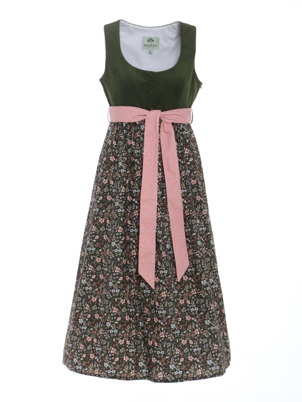 Berwin Maternity Dirndl — Olive Corduroy & Floral