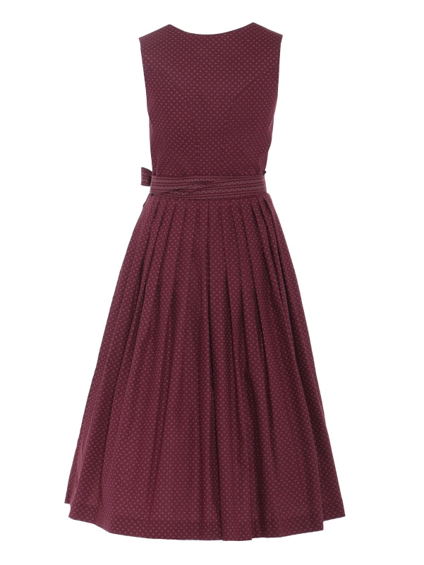 Berwin "Theresa" Dirndl in Dark Red — 75 cm (with Striped Apron)