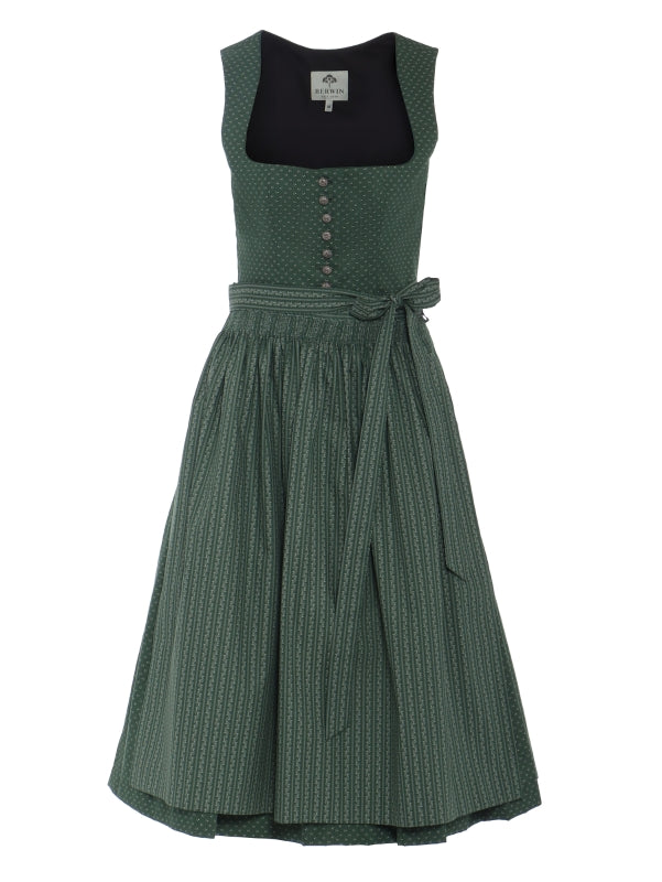 Berwin "Theresa" Dirndl in Fir Green — 75 cm (with Striped Apron)