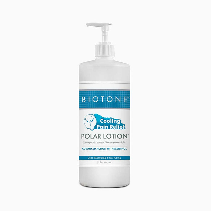 Polar Lotion 6 percent menthol cooling lotion; non-greasy cooling massage lotion; menthol lotion with wintergreen and peppermint; cooling body lotion for massage routines; Polar Lotion with aloe and botanical extracts; fast-penetrating menthol massage lotion