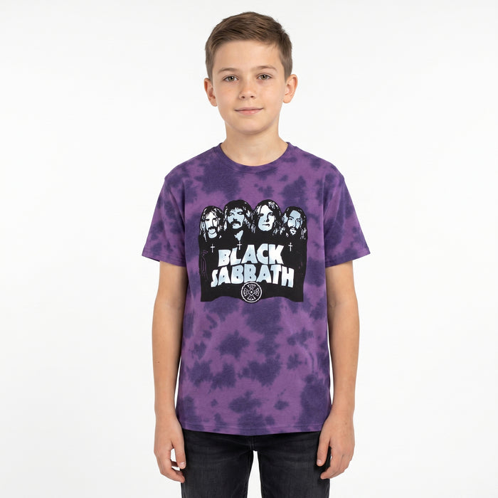 BLACK SABBATH - BAND & LOGO - Kids T-Shirt Purple (Wash Collection)