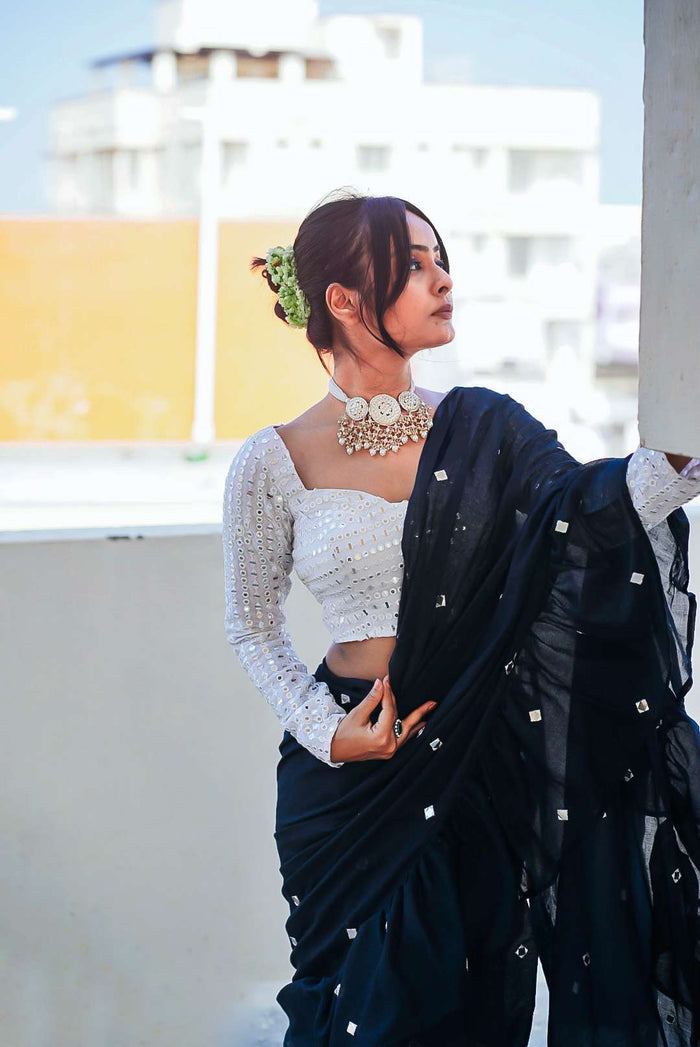 Black Ruffle Saree