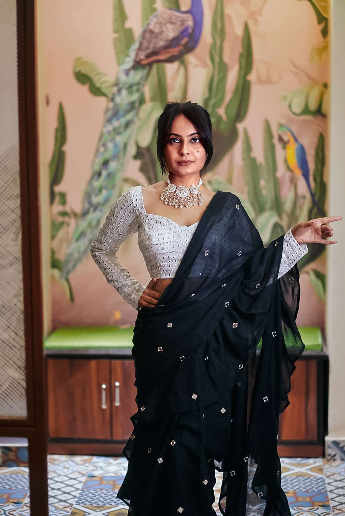 Black Ruffle Saree