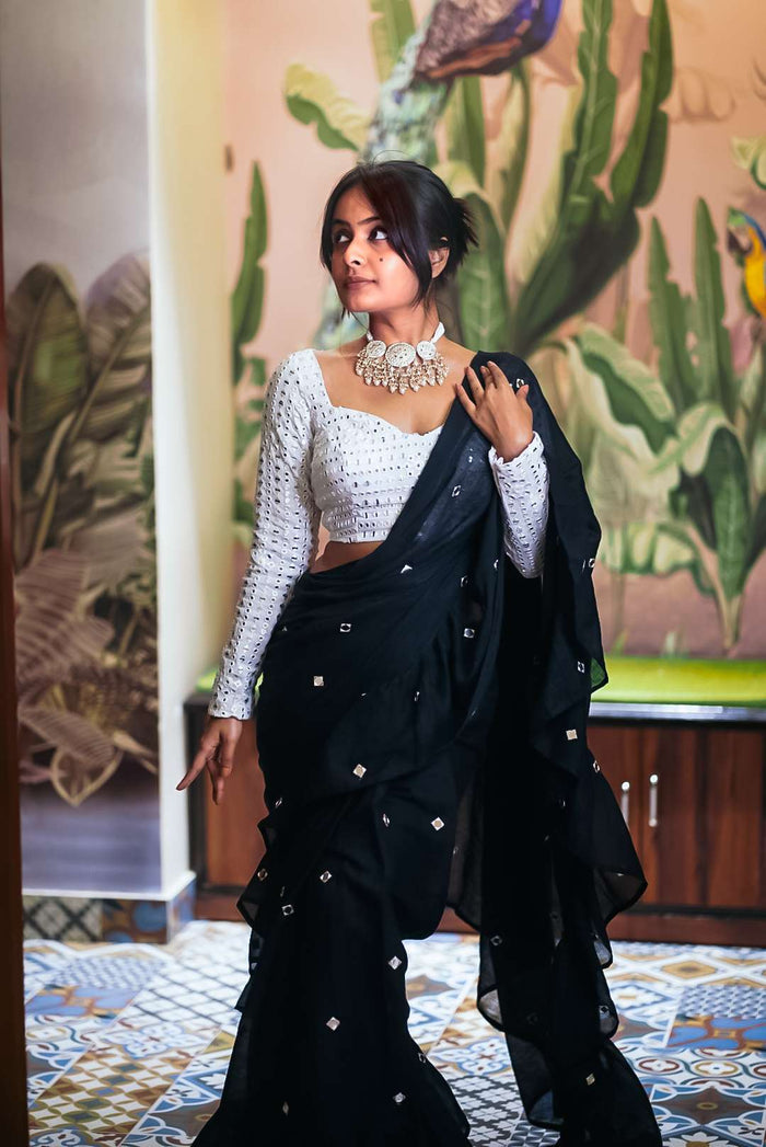 Black Ruffle Saree