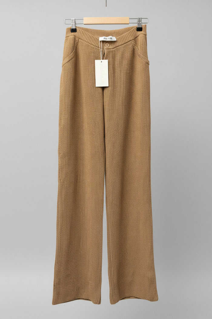 BNWT AYA MUST Knitted Trousers (XS) Brown Straight Wide-Leg UK 6 8 EU 34 36