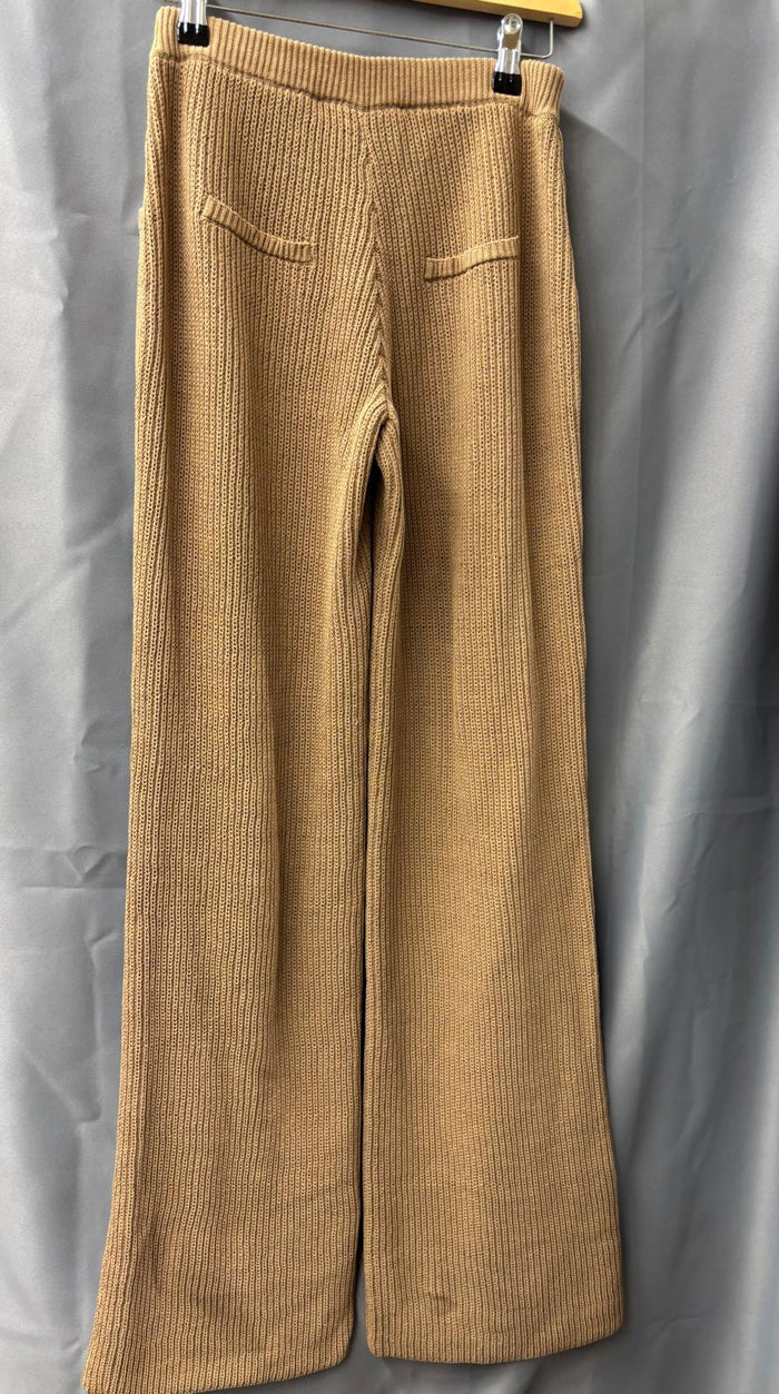 BNWT AYA MUST Knitted Trousers (XS) Brown Straight Wide-Leg UK 6 8 EU 34 36