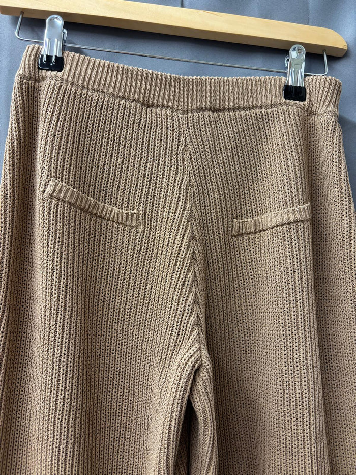 BNWT AYA MUST Knitted Trousers (XS) Brown Straight Wide-Leg UK 6 8 EU 34 36