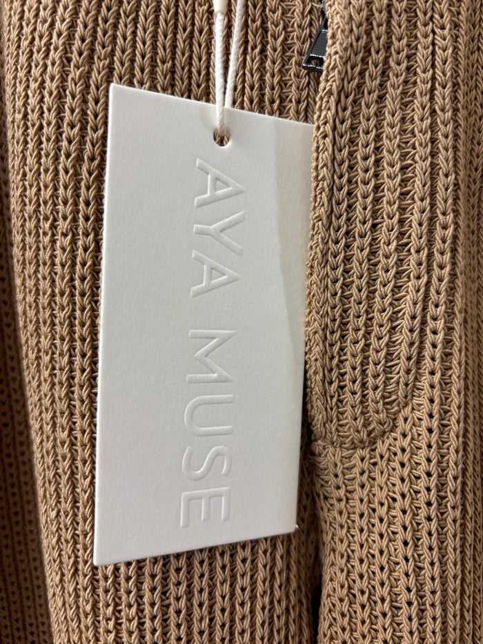 BNWT AYA MUST Knitted Trousers (XS) Brown Straight Wide-Leg UK 6 8 EU 34 36