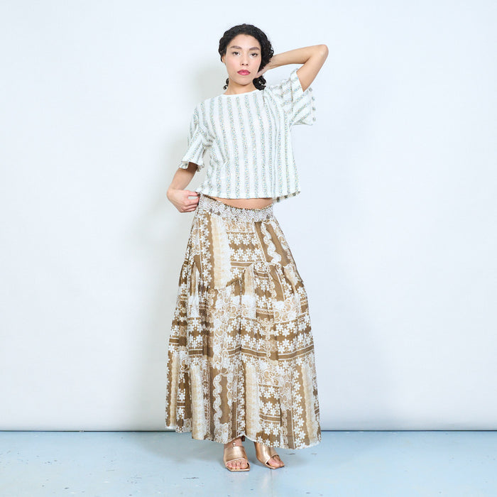 Bohemian patchwork floral midi skirt wholesale