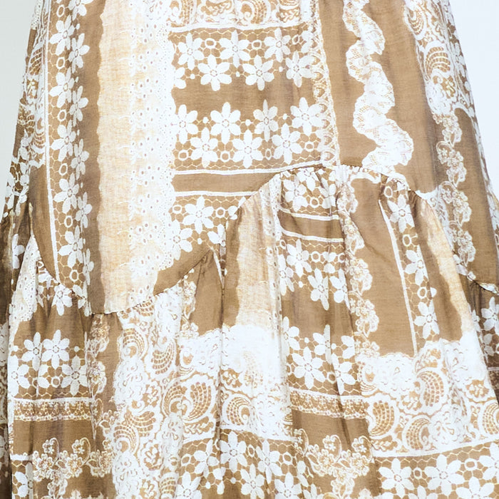 Bohemian patchwork floral midi skirt wholesale