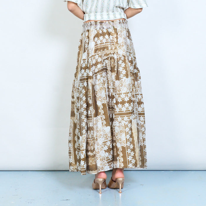 Bohemian patchwork floral midi skirt wholesale