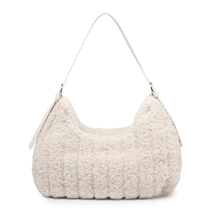 Boucle crescent hobo shoulder bag with minimalist strap wholesale