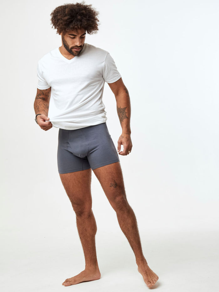 Joe V is 6', 180lbs, 32" waist and wearing size M # Boxer Briefs 3-Pack | Staples Pack | Fresh Clean Threads