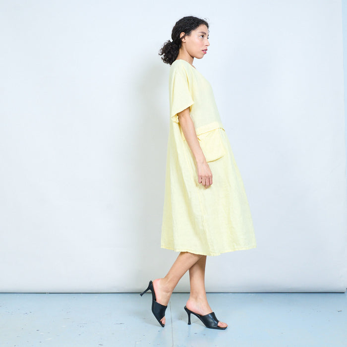 Breathable linen short sleeve pocket maxi dress wholesale