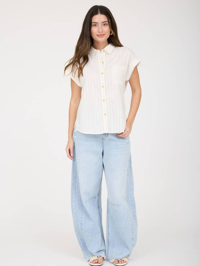 Breezy Stripe Button Down Shirt