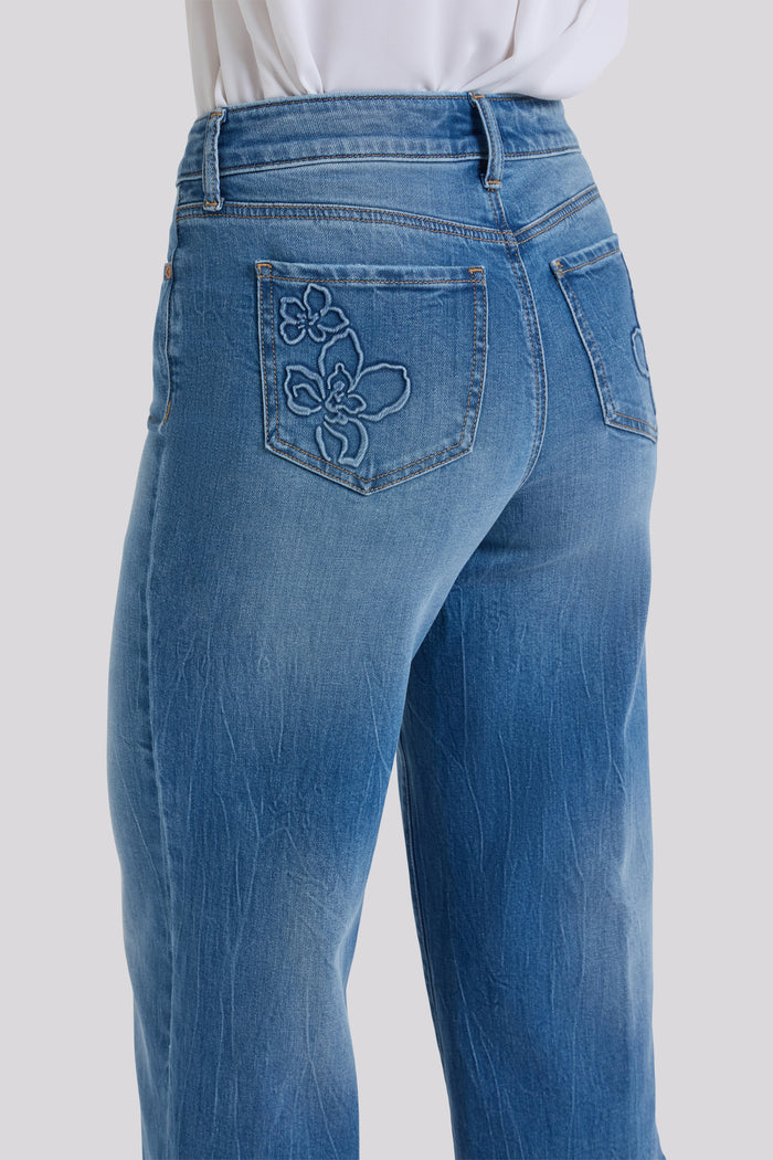 Brigitte Wide Leg Capri Jeans - Pacifica