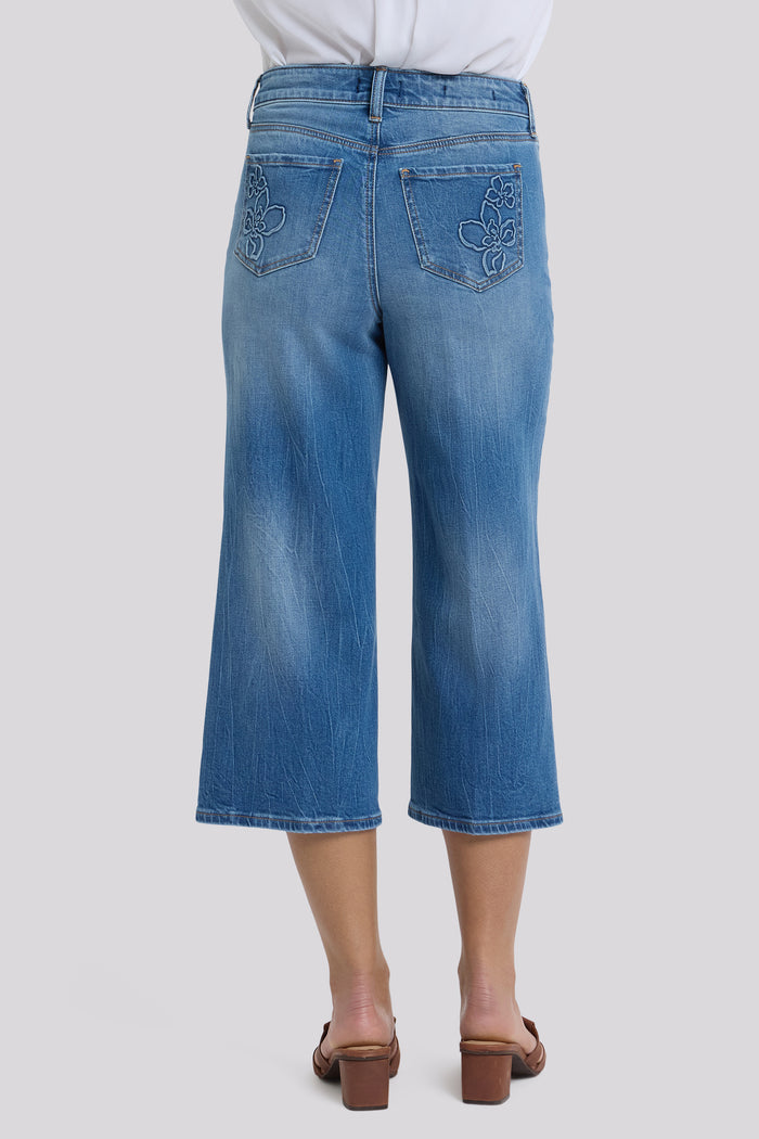 Brigitte Wide Leg Capri Jeans - Pacifica