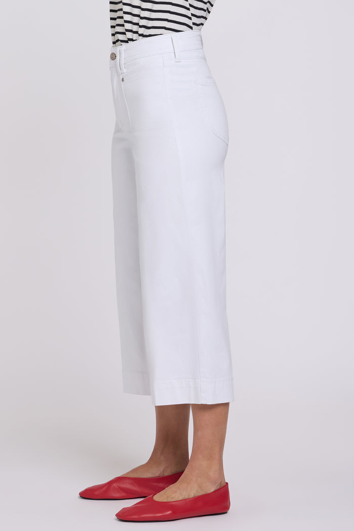 Brigitte Wide Leg Capri Jeans In Petite - Optic White