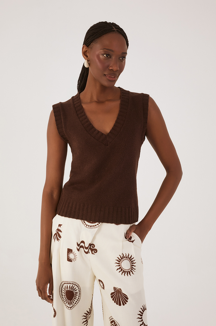 Brown Caffeine Tricot Vest_2