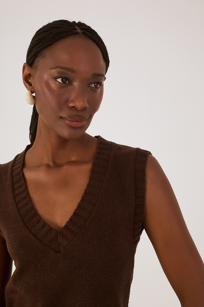 Brown Caffeine Tricot Vest_3