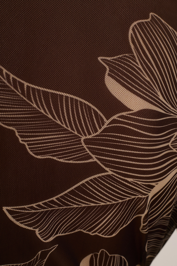 Brown Flora  Tulle Turtleneck