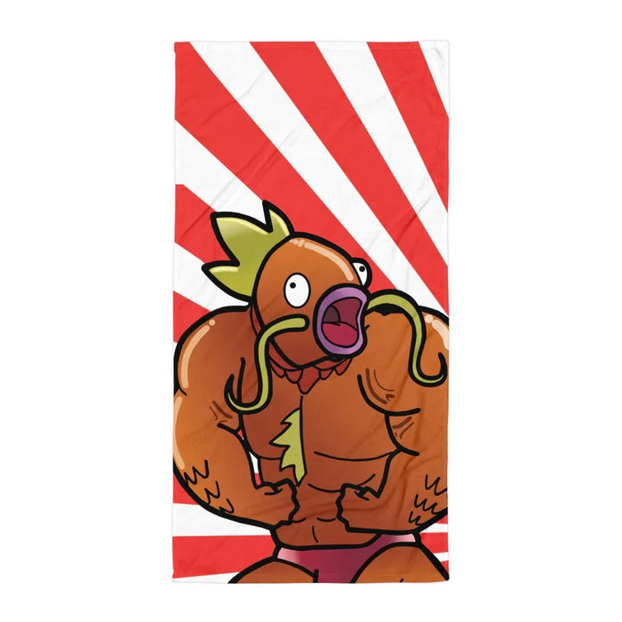 Buff Sunrise Beach Towel in Muscular Carp Orange & Crimson. REACH Compliant, Zero-Wastewater Printing, Made-to-Order (Zero Overproduction).