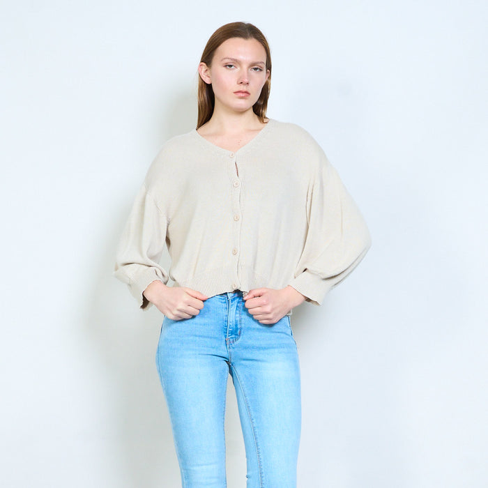 Button front v-neck lightweight knit cardigan wholesale