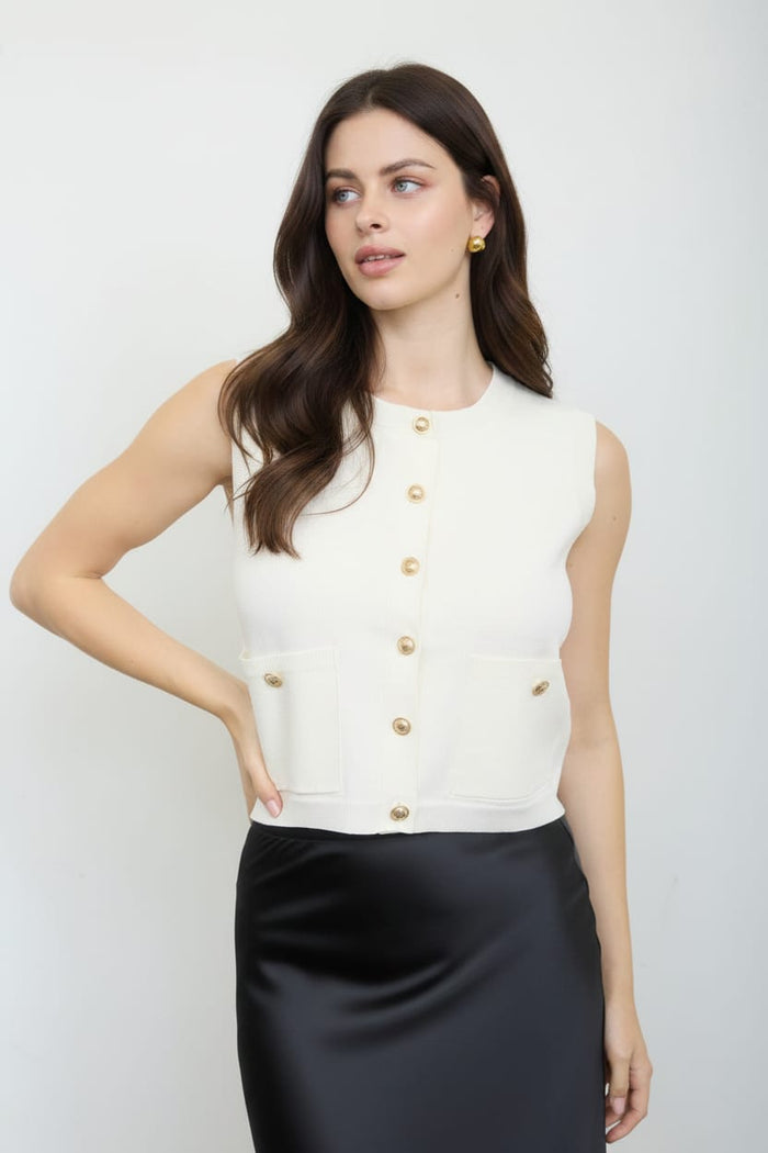 Camden Gold Button Knit Vest