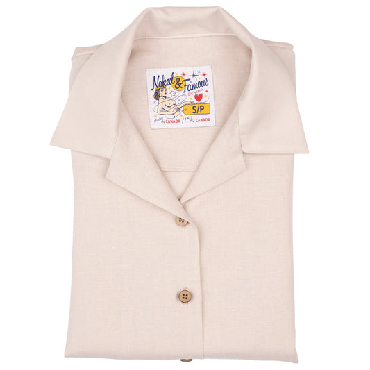 Camp Collar Shirt - French Linen Fine Canvas - Ecru by Naked & Famous Denim