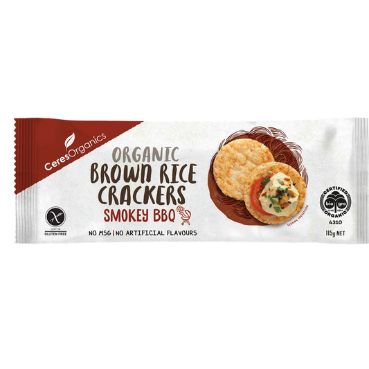 Ceres Organics Brown Rice Crackers Smokey BBQ - 115g - L'Organic