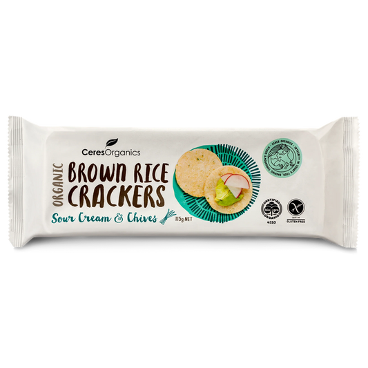 Ceres Organics Brown Rice Crackers Sour Cream & Chives - 115g - L'Organic
