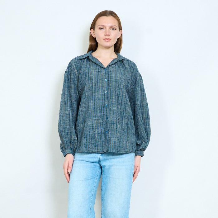 Checked shirt with classic collar and relaxed fit wholesale