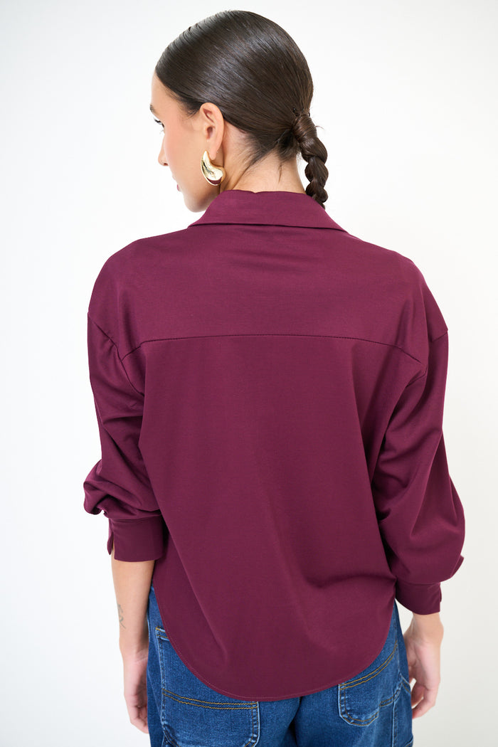 Classic collared button front blouse with relaxed fit wholesale