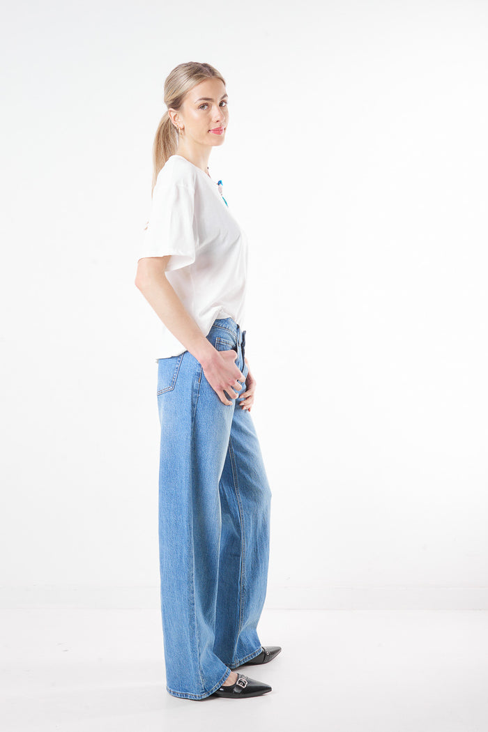 Classic relaxed wide leg denim jeans wholesale