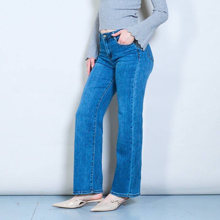 Classic straight-cut mid-rise denim jeans wholesale