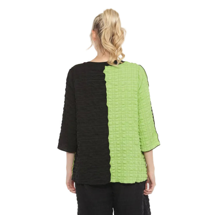 Colorblock Pucker Top in Lime - 4007-LIM
