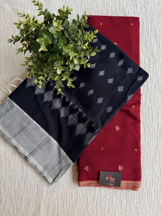 Cotton suit set with ikat dupatta
