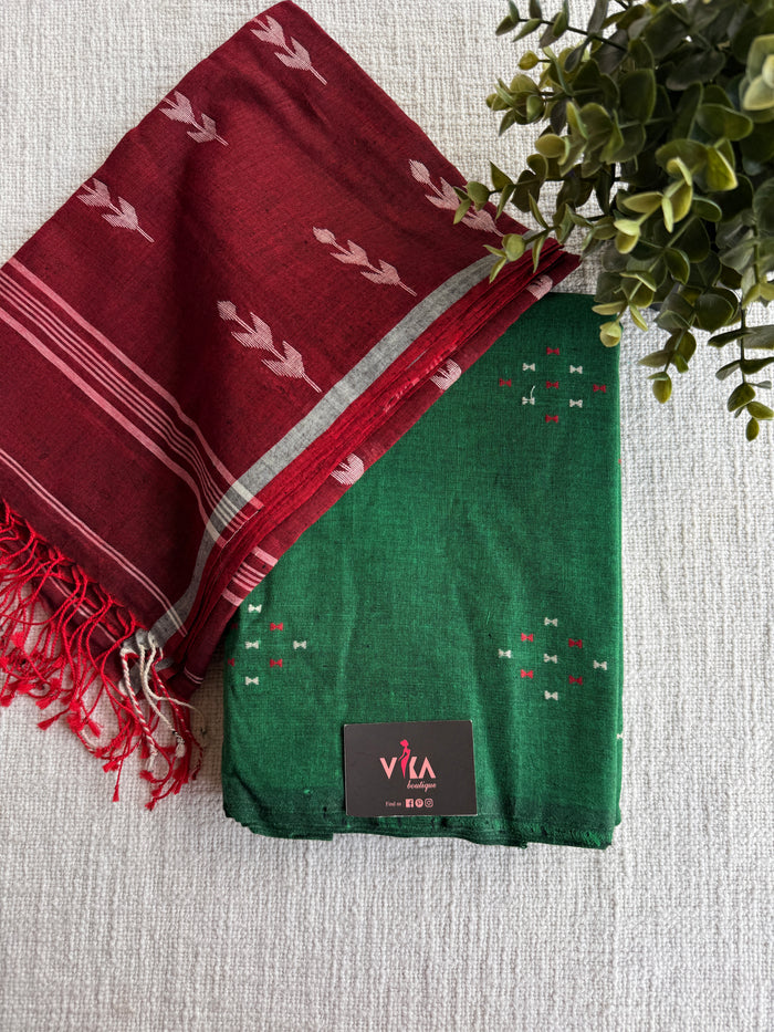Cotton suit set with jamdhani dupatta
