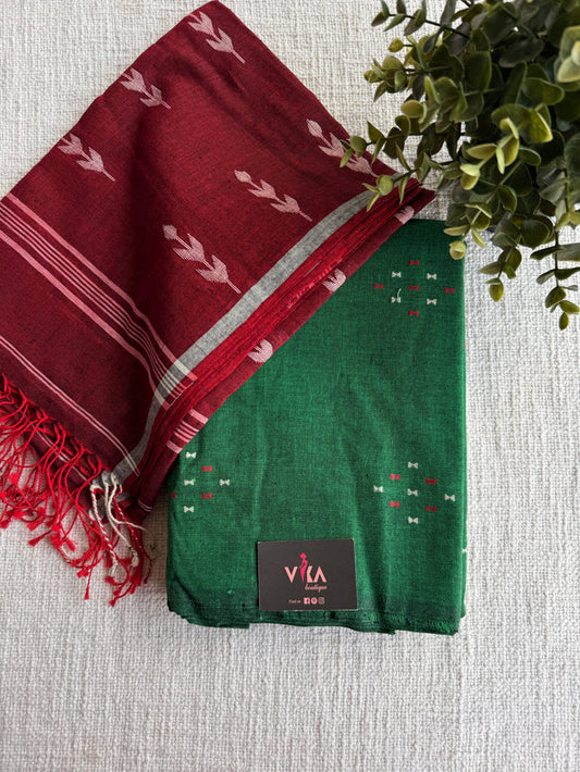 Cotton suit set with jamdhani dupatta