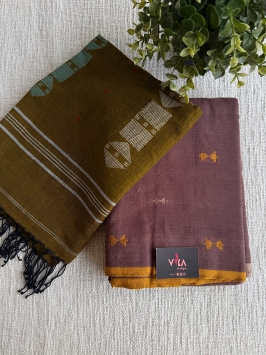 Cotton suit set with jamdhani dupatta