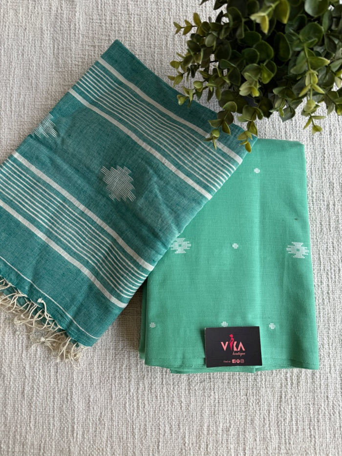 Cotton suit set with jamdhani dupatta