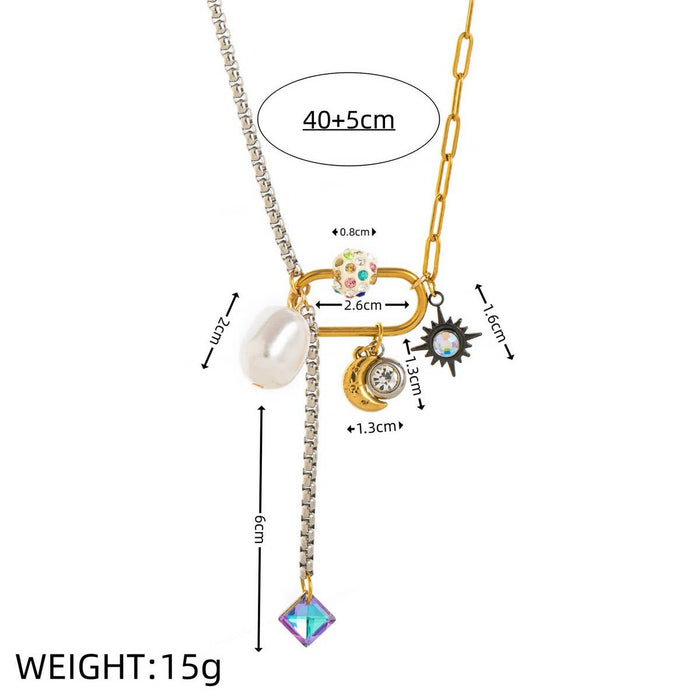 creative star and moon stitching necklace