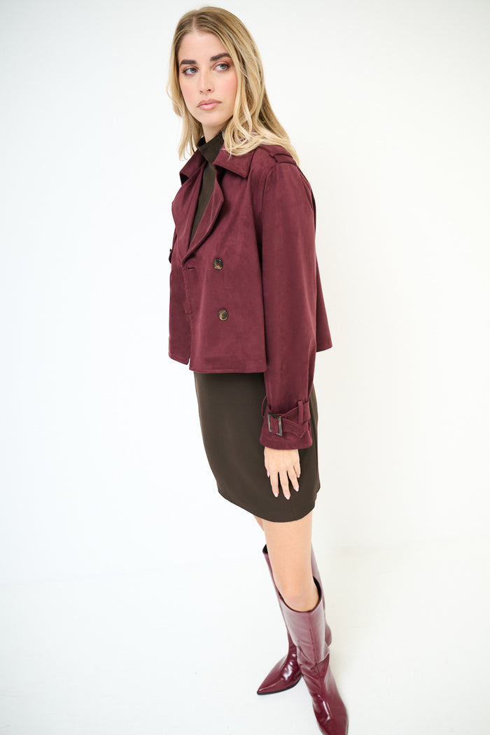 Cropped double-breasted trench jacket wholesale